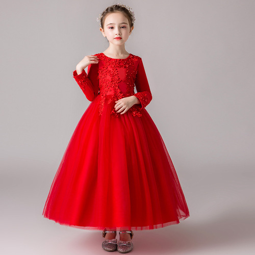 Girls princess dress tutu long skirt 2018 Korean version new children's birthday dress flower girl wedding dress