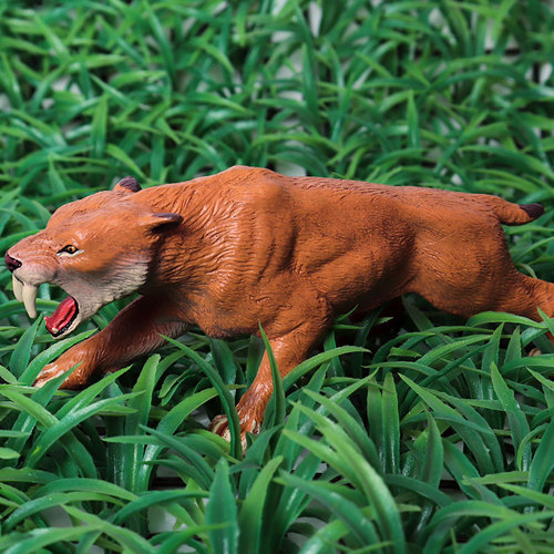 Children's simulated real-life wild animal model ornaments prehistoric Ice Age saber-toothed tiger saber-toothed tiger hand toy