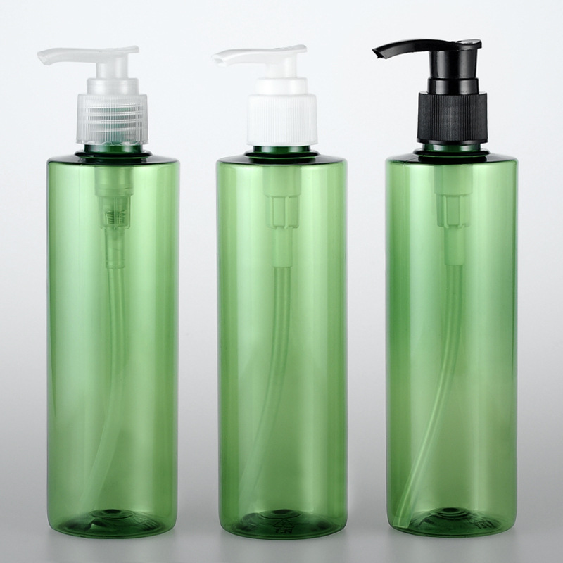 250ml绿色平肩瓶配压泵化妆品包装洗发水身体乳液分装pet空瓶子