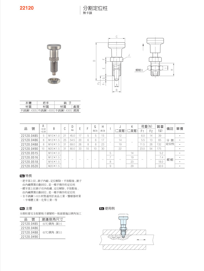 分割定位柱把手22120
