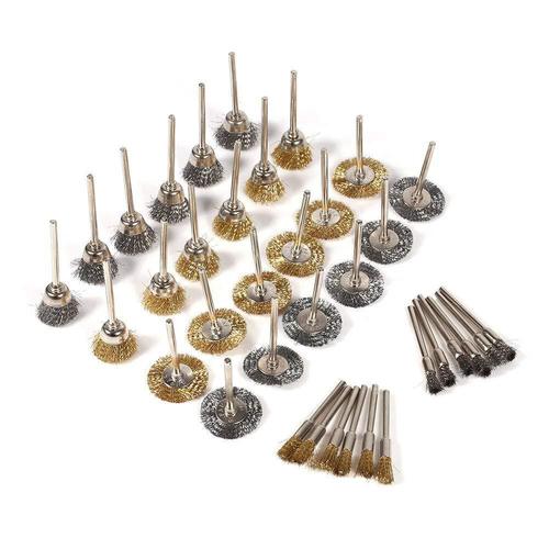 Wire brush copper wire brush metal rust removal wheel with handle wire wheel brush T-shaped polishing brush cross-border combination set