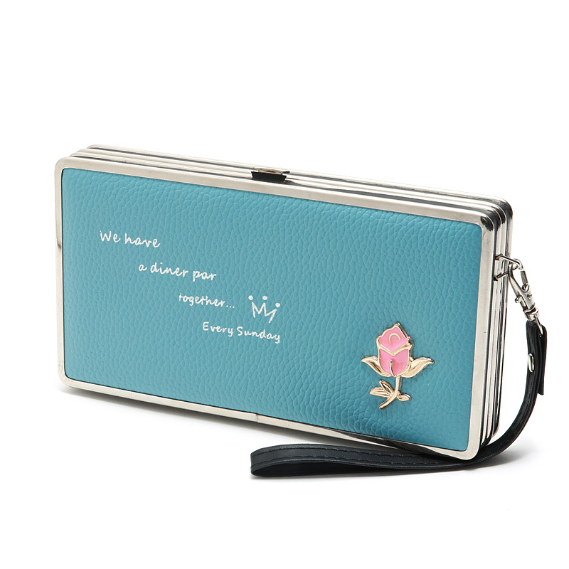 Fashion Lychee Pattern Long Multifunctional Embroidered Portable Wallet Wholesale display picture 11