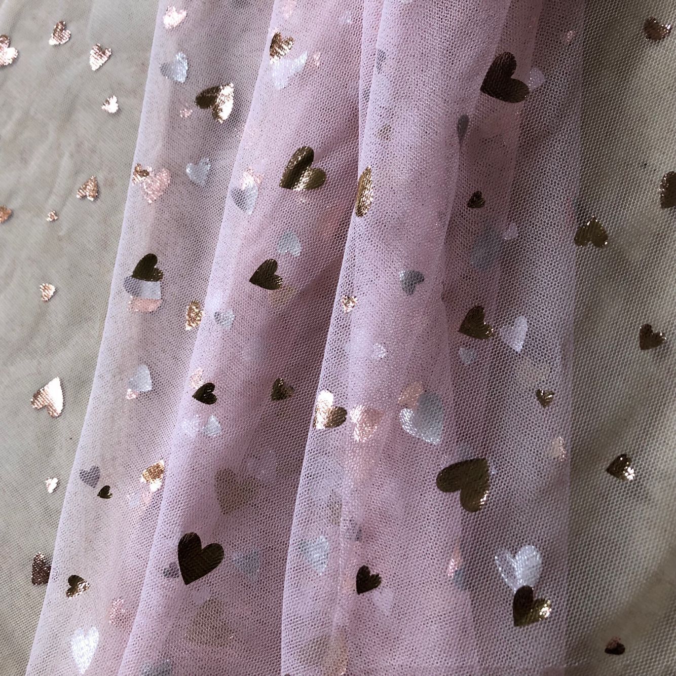 网布爱心烫金布料 娃娃裙童装舞蹈裙装面辅料