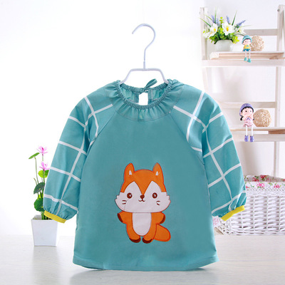 Special Offer children Burqa waterproof pure cotton Infants Dressing Cartoon printing lattice baby Painting clothes Having dinner