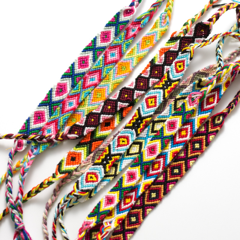 [Manufacturers Spot]Nepal Geometry pattern Multicolored rope manual weave Ethnic style Geneva friendship Bracelet