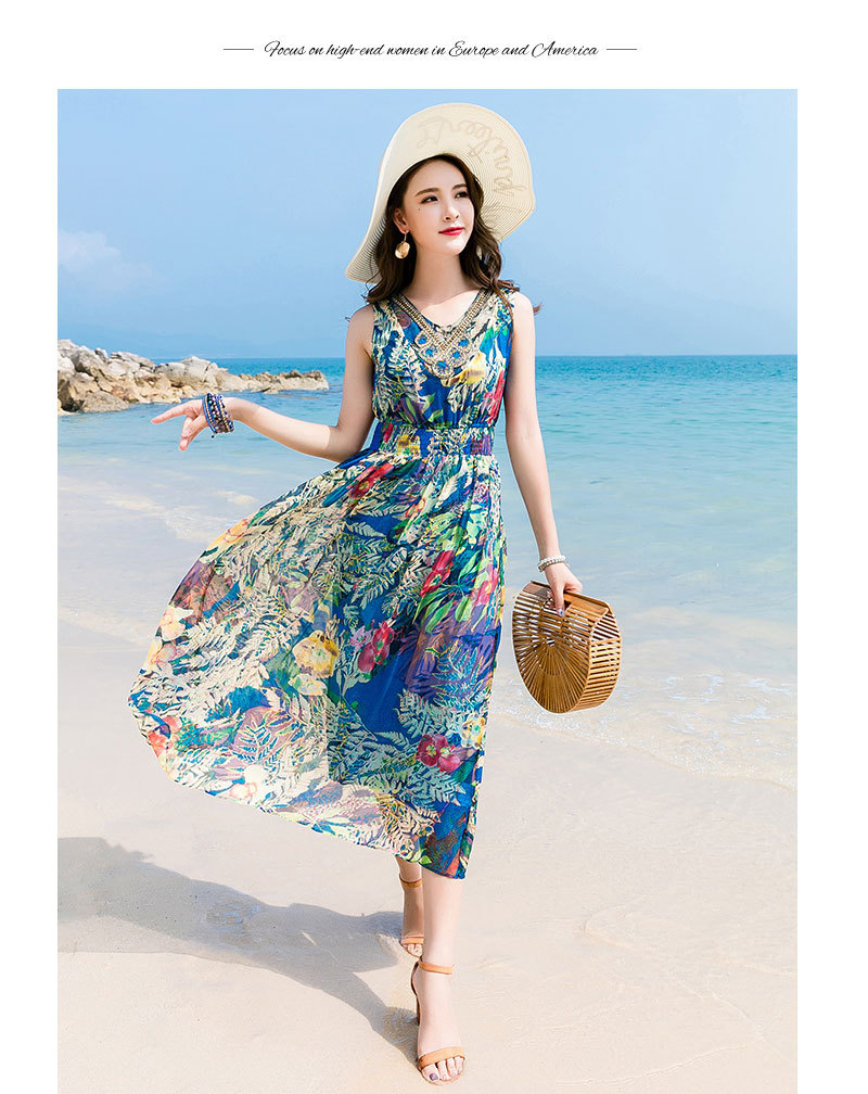 Elegantes Langes Florales Boho Kleid Für Damen Aus Seide Mode_voghion.com