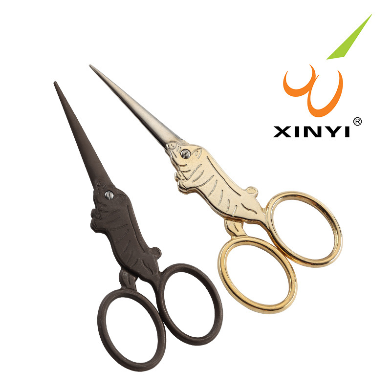 新毅剪刀 猪型剪 十二生肖剪刀镀金复古剪刀绣花手工剪迷你小剪刀