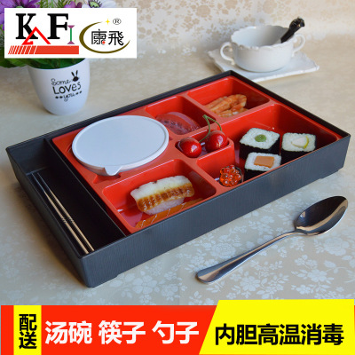 Japanese With cover business affairs Easy Package Cartridge chopsticks Spoon Microwave Oven rectangle Food delivery Melamine Lunch box