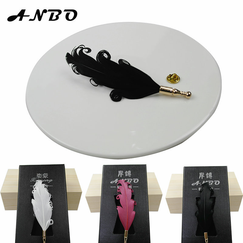 天然羽毛潮流男士衬衫领口针 时尚领带棒男衬衣配饰领针厂家批发|ru