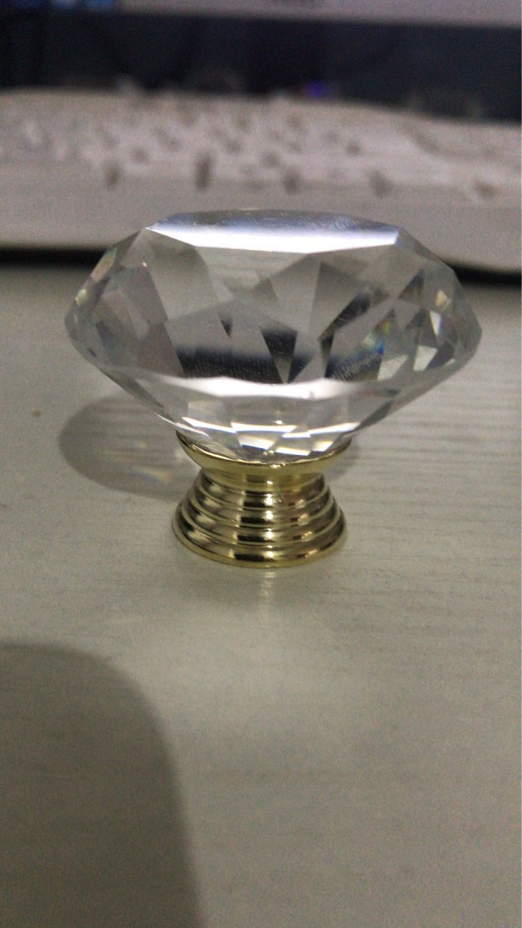 批發金色水晶拉手水晶拉手鑽石拉手40MM透明 家具把手五金