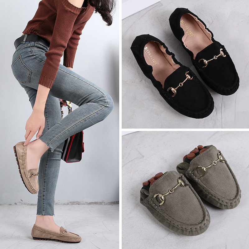Mocasines para mujeres 2023 primavera y otoño estilo coreano versátil más tamaño de fondo suave zapatos planos para mujeres embarazadas zapatos de trabajo negro 41-43