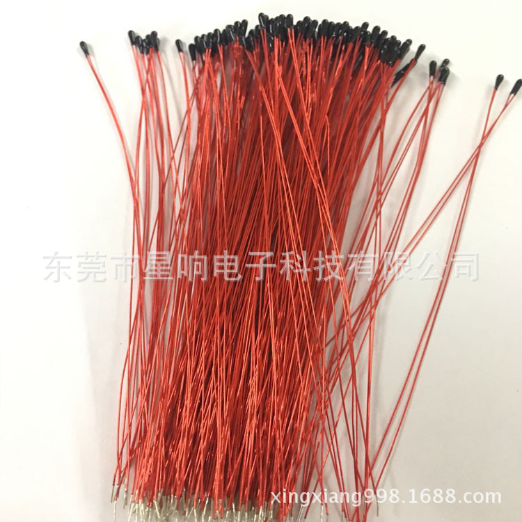 红色漆包线环氧树脂温度传感器NTC热敏电阻厂家直销