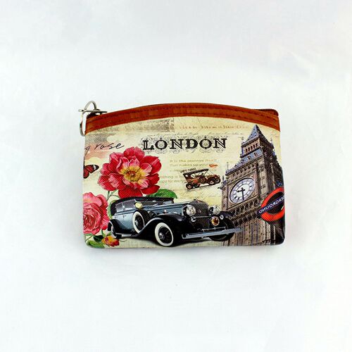 European and American retro ancient architecture Eiffel Tower printed coin purse coin bag women's wallet key card bag nostalgic