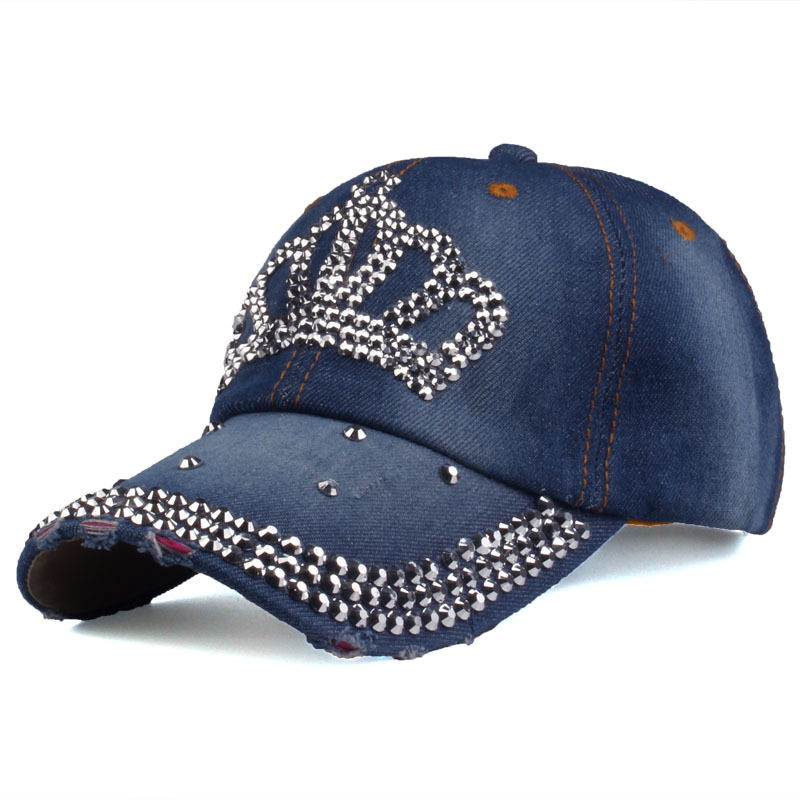 Femmes Style Simple Couronne Strass Avant-toit Plat Casquette De Baseball display picture 2