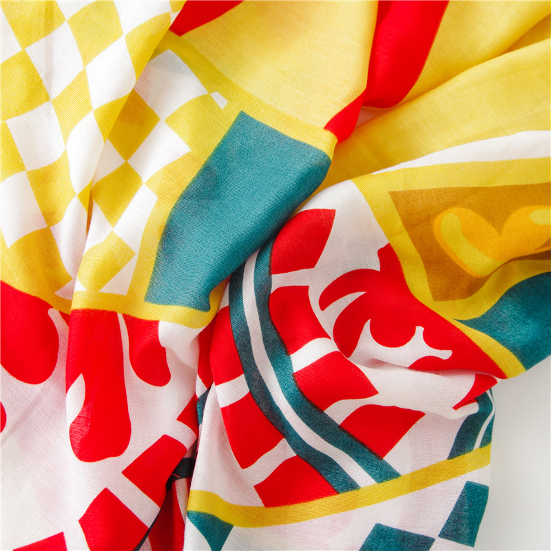 Sun Shawl Women Summer National Style Cotton And Linen Silk Scarf Printing Tassel Tulle Travel Beach Towel Sunshade Scarf display picture 53