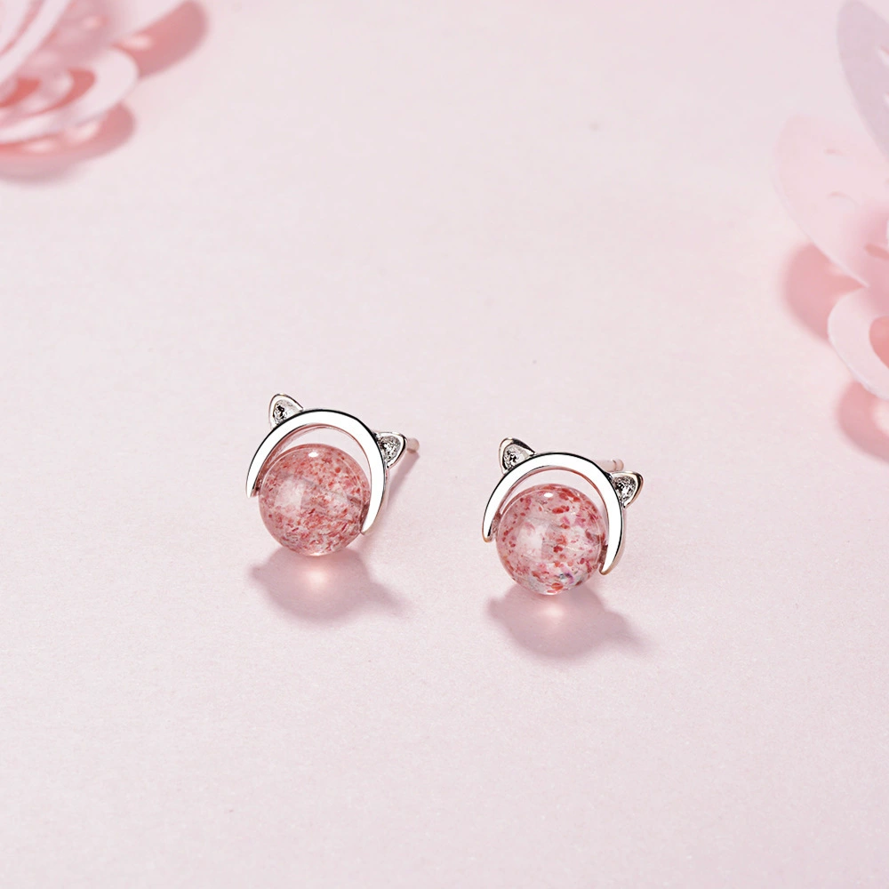 Свежие милые серьги, фуксия корейские kristallig? (earings) — оригинальный текст: "Fresh cute earrings, fuchsia Korean crystal earings, cat, cute animals, kitten, Korean style" перевод: "Свежие милые серьги, фуксиевые корейские кристаллические серьги, котик, милые животные, котенок, корейский стиль"