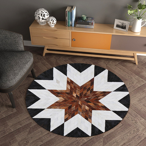 Animal fur texture round rug mat tea table mat hanging basket living room bedroom bed side rug crawling mat for children