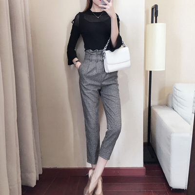 时尚女装秋冬2018新款清新甜美针织衫九分裤两件套一件代发9288