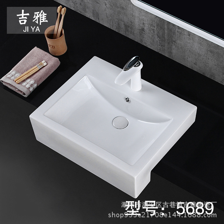 Cuarto de baño de cerámica lavabo Hotel lavabo de cerámica 5689 baño contador lavabo semi-incrustado lavabo