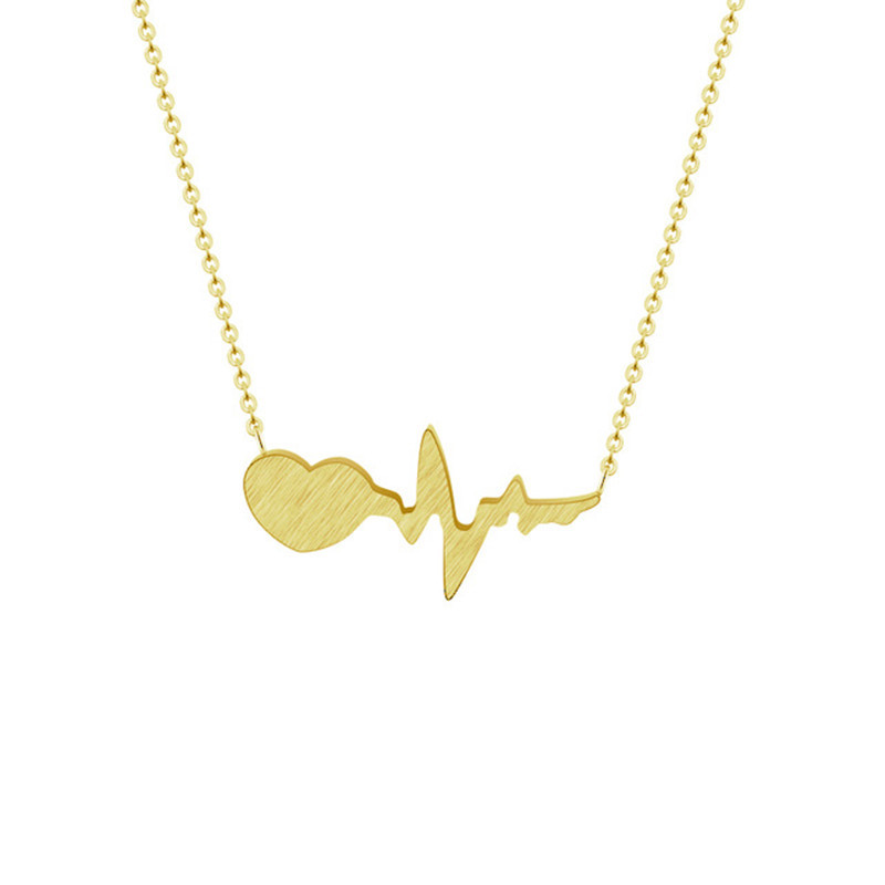 Heartbeat Curve Pendant Necklace display picture 17