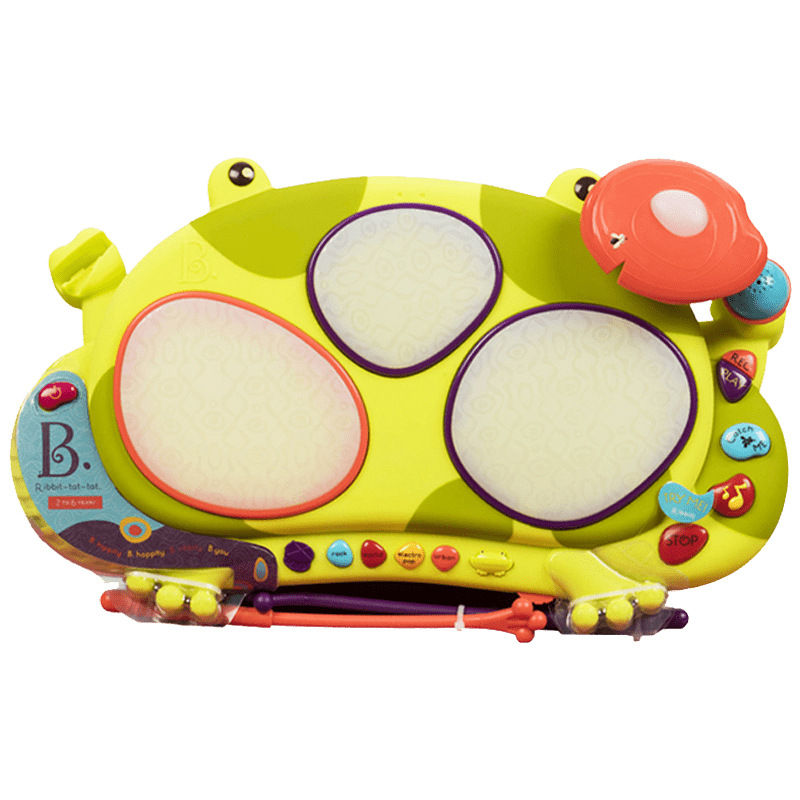 美国B.Toys青蛙饶舌鼓儿童电子鼓婴儿玩具发光声乐小鼓手打鼓乐器