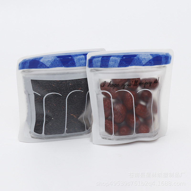 供应塑料食品复合包装袋 梅森瓶异形拉链食品袋 自封自立袋批发