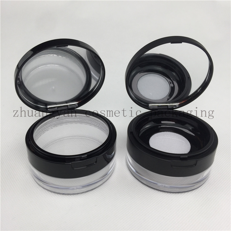 电商现货15g散粉盒弹力网纱布38mm圆形塑料包材透明瓶翻盖蜜粉罐