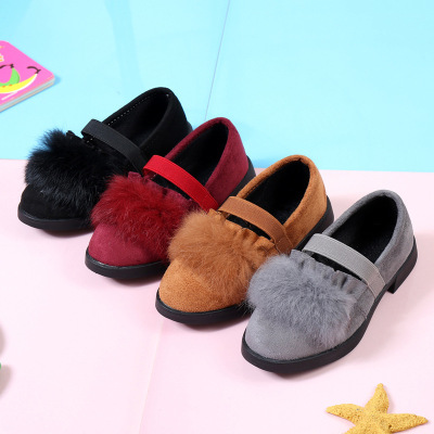 外贸女童休闲学生鞋童鞋2018秋冬季新款绒面单鞋一件代发