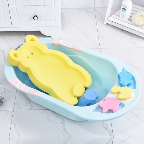 Baby Bath Sponge Non-slip Mat Newborn Bath Mat Baby Bath Stand Bath Mat Rack Mesh Can Sit and Lie Long Basin Use