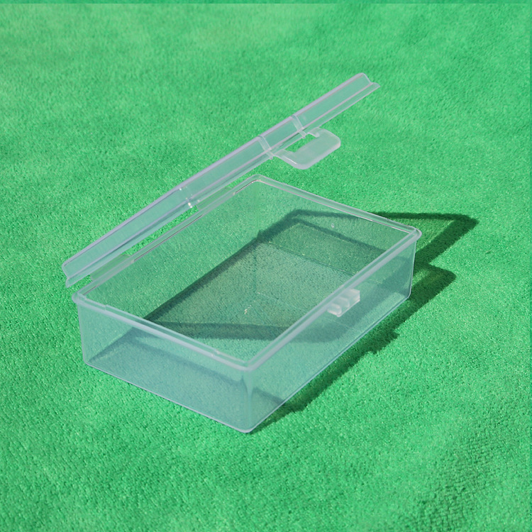 Caja de almacenamiento de PP cubierta transparente batería de hilo rectangular algodón hisopo polvo puff caja de embalaje fabricante en stock al por mayor