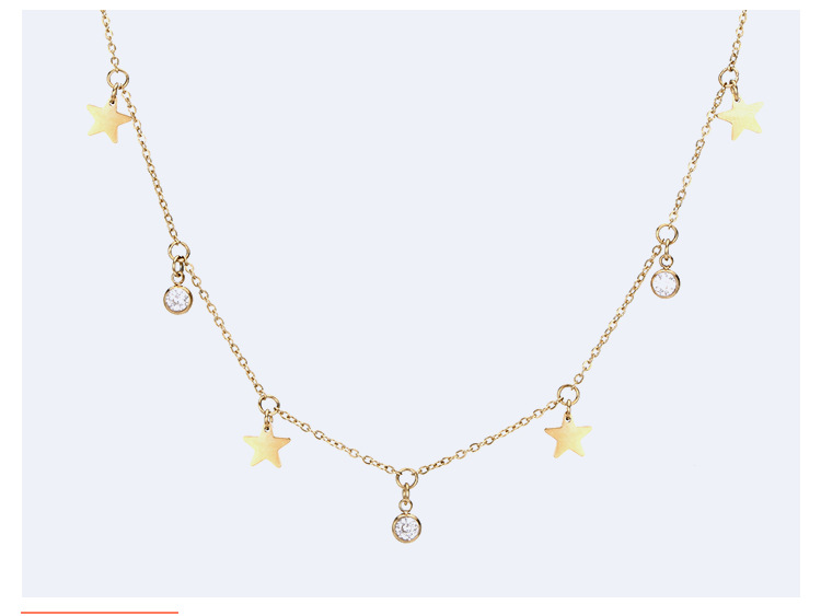 New Product Star Korean Version Of Zircon Simple Stainless Steel Clavicle Chain Necklace For Women display picture 6