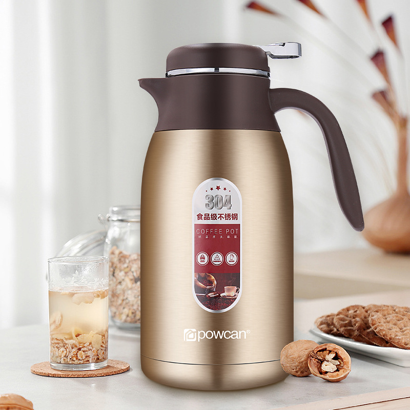 powcan保康保温壶家用热水瓶304不锈钢暖壶杯大容量保温瓶水壶2L|ms