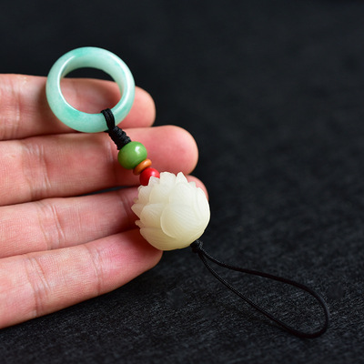 玉石菩提手机扣指环挂绳短款手机挂饰挂件吊坠手机链短男女指环扣