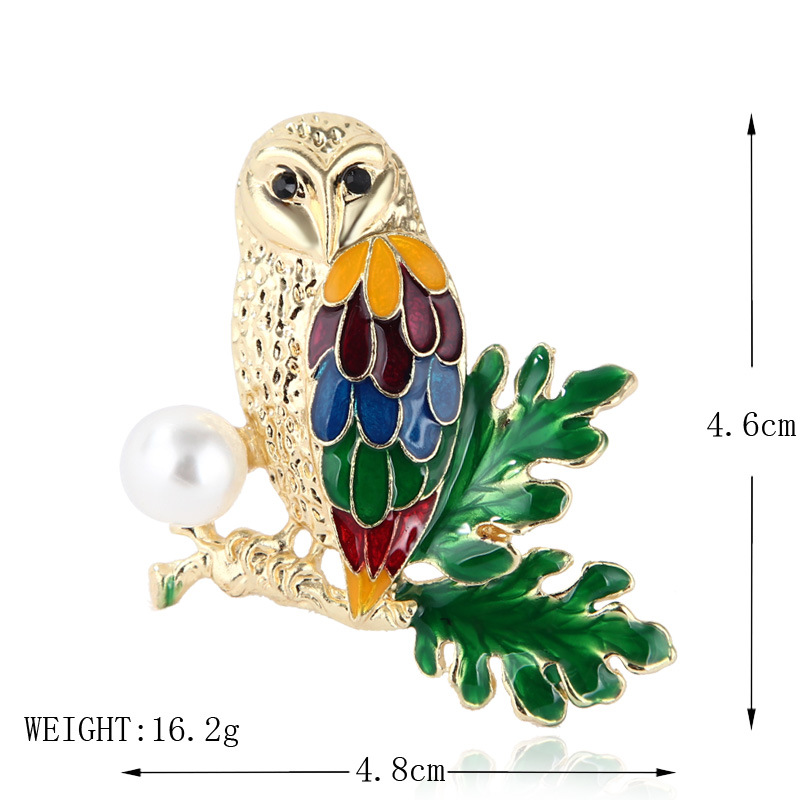 Broche en émail coloré en forme de hibou, simple et goutte d'huile, dessin animé coréen, accessoires pour vêtements_voghion.com