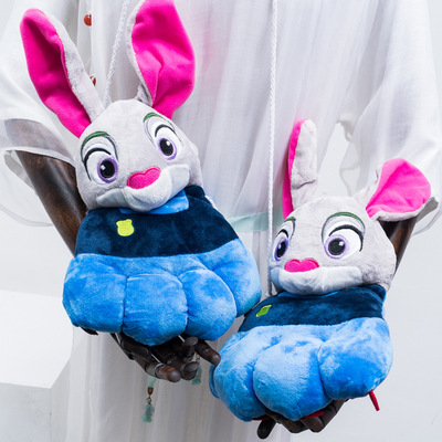 2018新款冬季可爱毛绒鸭子立体挂脖露指手套卡通亲子全指加厚保暖|ru