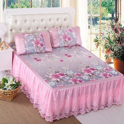 亿百嘉冰丝凉席三件套1.8m床笠款可水洗双人席子夏季空调软席床裙