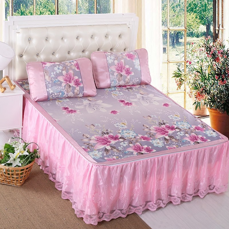 亿百嘉冰丝凉席三件套1.8m床笠款可水洗双人席子夏季空调软席床裙