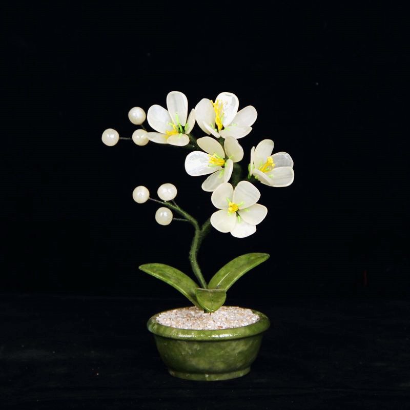(2개) 자연 옥 난초 CLOISONNE 옥 조각 공예 거실 홈 화분 장식품 현관 와인 캐비닛 분재 장식품