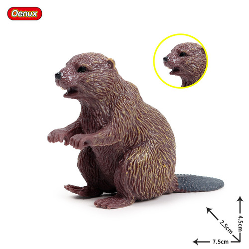 Solid simulation wild animal model toy beaver mini animal children's cognitive toy model ornaments