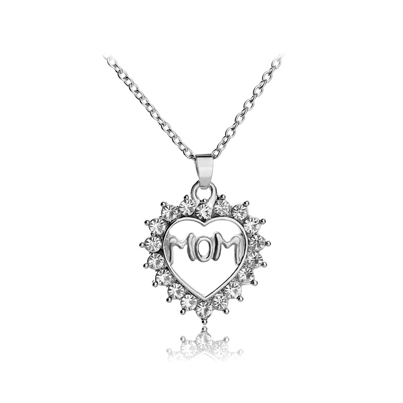 Commerce Extérieur Populaire Style Collier Clavicule Chaîne Coeur De Forme Avec Diamant Maman Mère Jour Cadeau Souhaite  Vente Chaude Accessoires Pour Femmes display picture 9