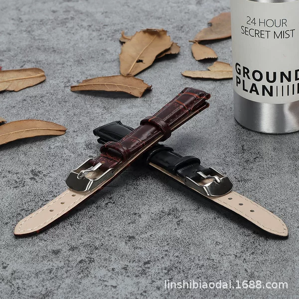 Leather strap anti-sweat watch accessories men's and women's brown PU bamboo pattern watch strap manufacturers supply