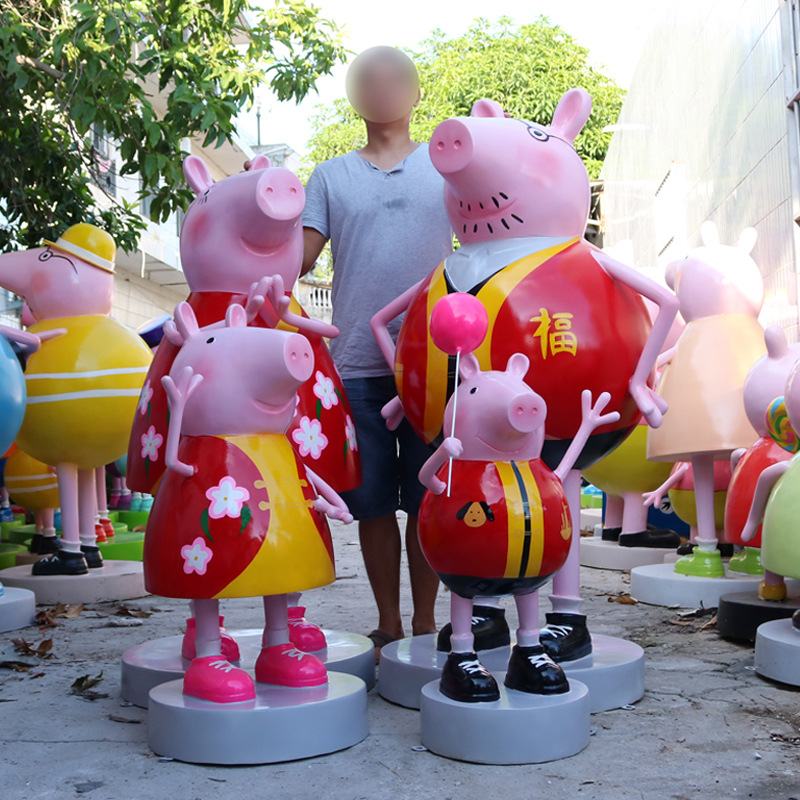 卡通小猪玻璃钢雕塑商场美陈户外园林景观游乐场门口装饰公园摆设