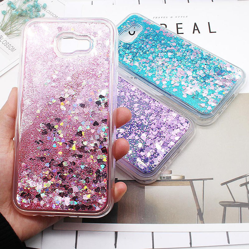 New TPU quicksand liquid for Samsung A50 mobile phone case S9Plus explosion quicksand glitter color heart protective cover