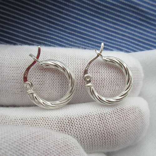 S925 sterling silver threaded earrings women's earrings Korean simple retro personality men's and women's hoop silver earrings versatile