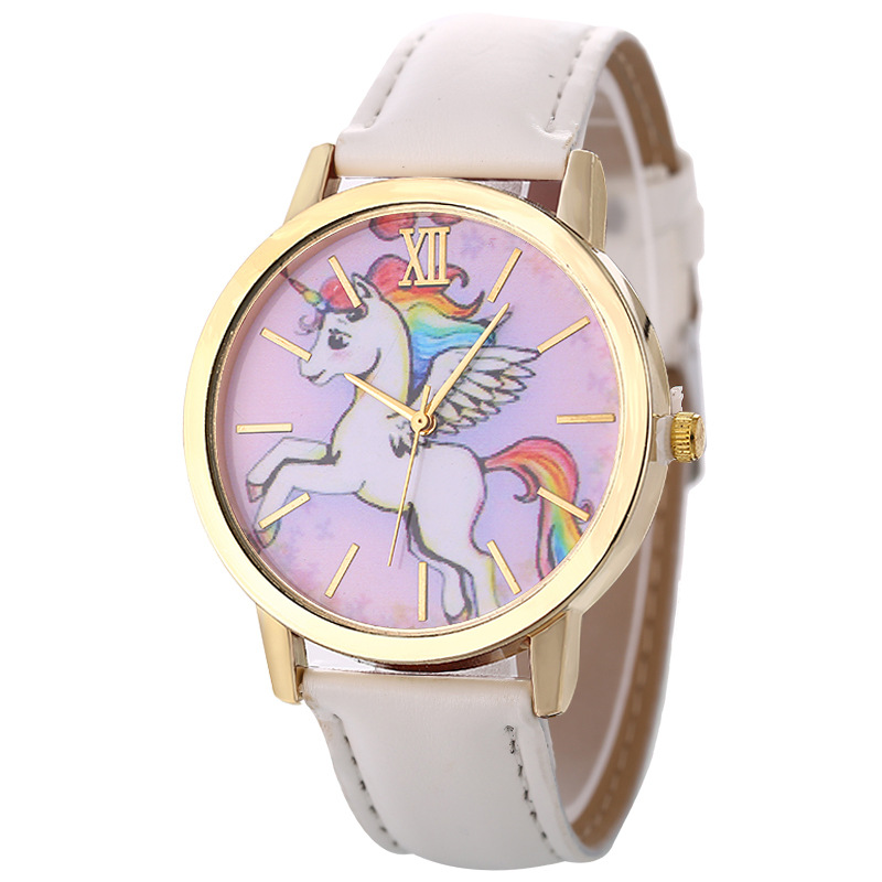 Cute Children's Pony Unicorn Rainbow Wings Belt Quartz Ladies Casual Watch Wholesale display picture 4