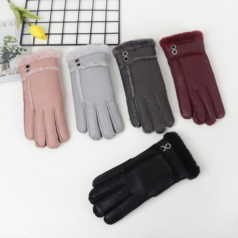 羊皮毛一体手套男士冬天摩托车骑车手套超厚保暖加厚羊毛手套|ms