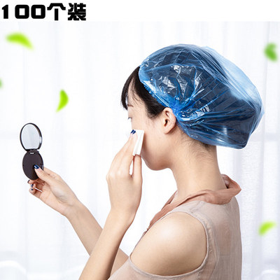 100只 一次性pe浴帽防水成人女干发帽淋浴洗澡头套透明厨房防油帽