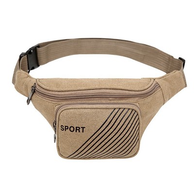 新款男士帆布腰包運動跑步小腰包多功能手機腰包戶外斜挎包胸包