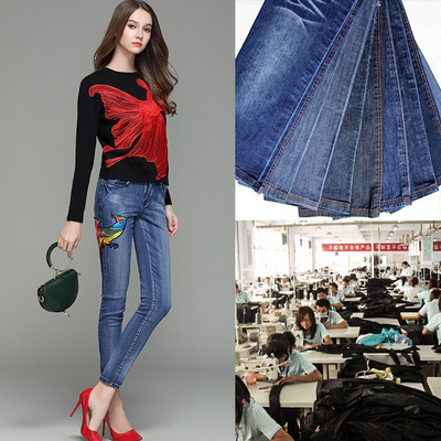 中高档牛仔淘工厂来样小单加工定制品牌生产贴牌绣花中国风牛仔裤|ms