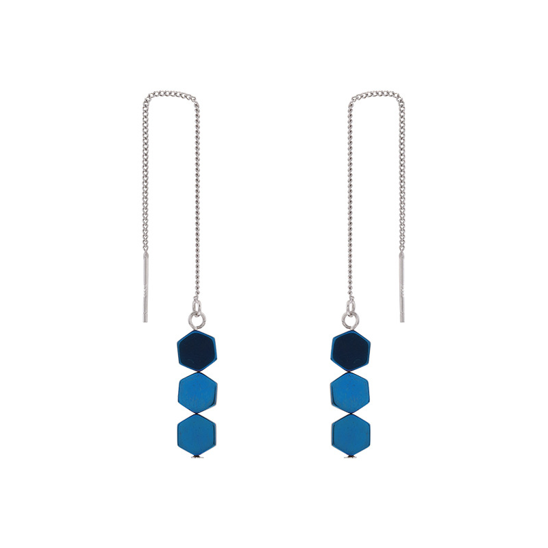 925 pendientes de plata de ley estilo coreano de moda fresca pendientes simples pendientes largos de moda de las mujeres
